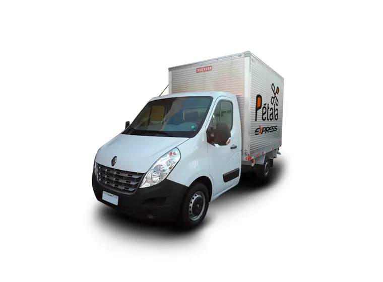 Renault Master da frota Pétala Express com baú para flores e plantas